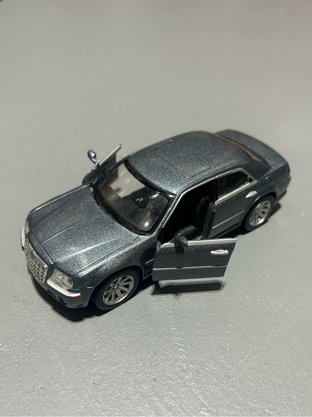 Chrysler 300 Die-Cast Metal Kids Toy Sedan with Functioning Doors - Dark Gray